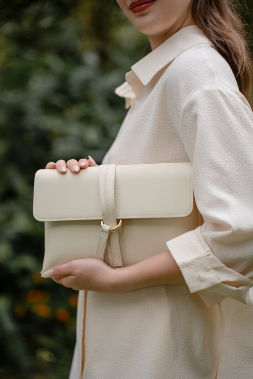 The Cloud Clutch in Ivory