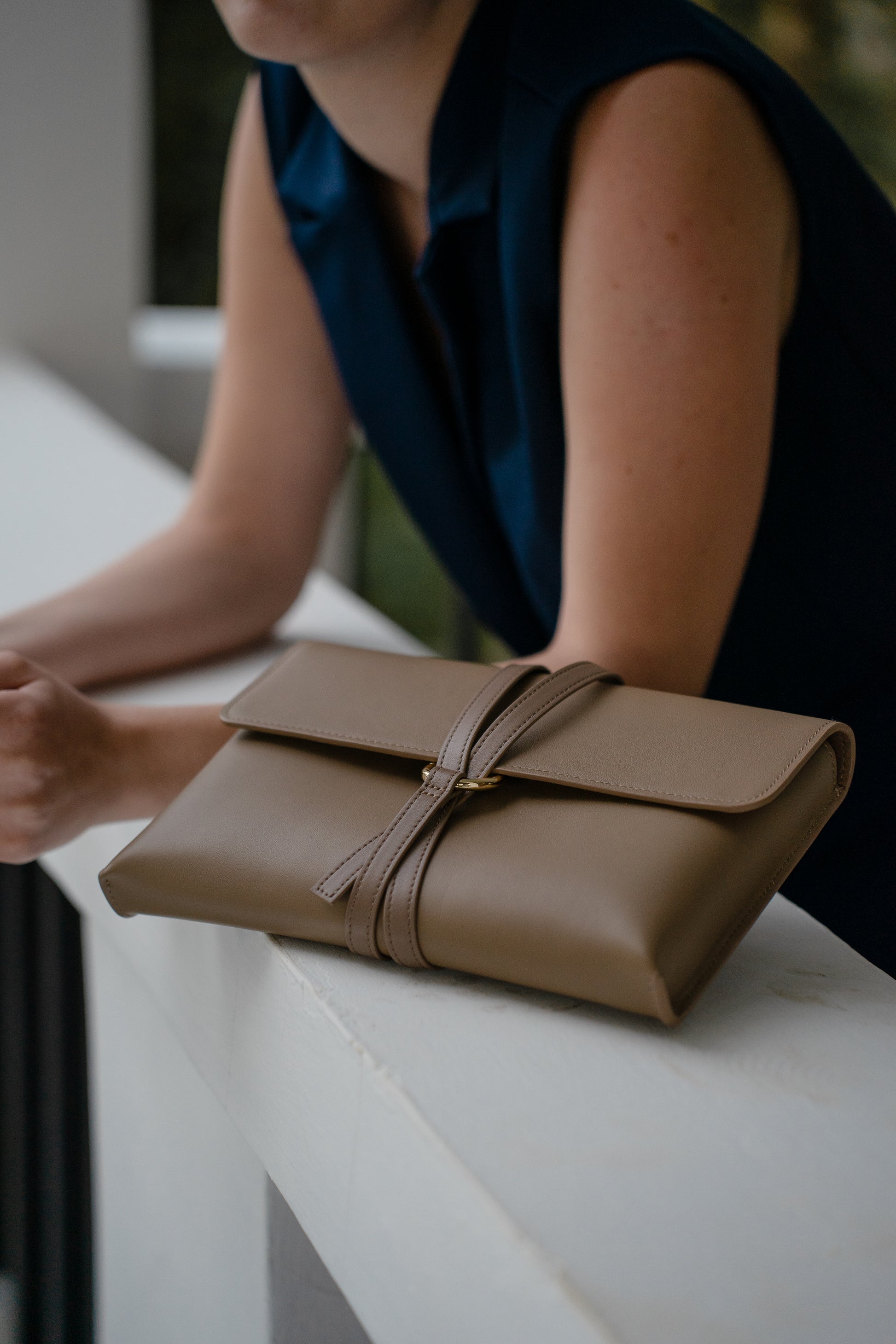 The Cloud Clutch in Greige