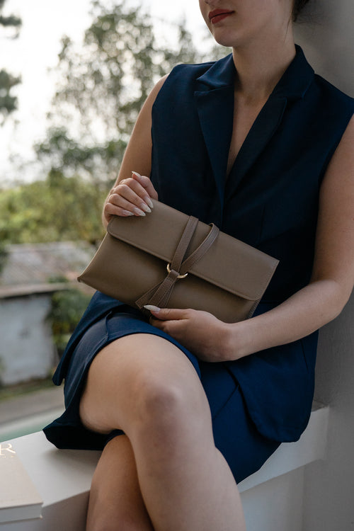 The Cloud Clutch in Greige